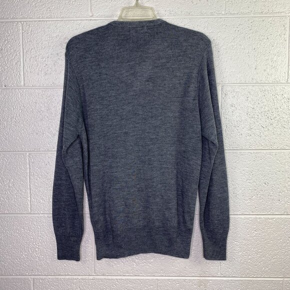 Vintage Royal Knight V Neck Men M Long Sleeve Pullover Sweater Gray - Picture 3 of 10